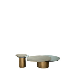 End Table, Iron Pedestal Base, Glass Top, 27.7 in W