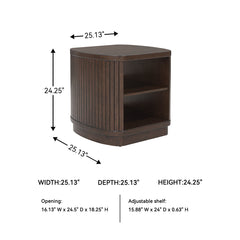 End Table, Oval with Lower Shelf, Dark Brown Wood Top with Brown Base