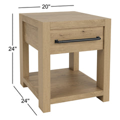 End Table, Pale Oak Finish with Drawer and Shelf