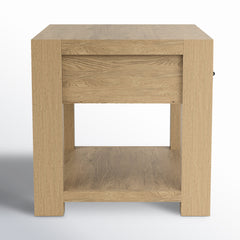 End Table, Pale Oak Finish with Drawer and Shelf
