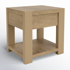 End Table, Pale Oak Finish with Drawer and Shelf