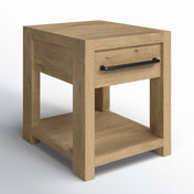 End Table, Pale Oak Finish with Drawer and Shelf