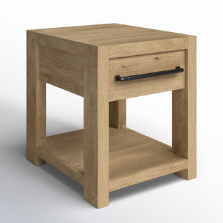 End Table, Pale Oak Finish with Drawer and Shelf