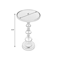End Table, Round, Black Granite Top, Gold Acrylic and Iron Pedestal Base