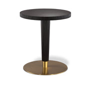 End Table, Round, Black Manufactured Wood Top with Brass Drum Base