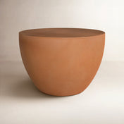 End Table, Round Concrete Drum Base in Terracotta