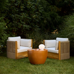 End Table, Round Concrete Drum Base in Terracotta