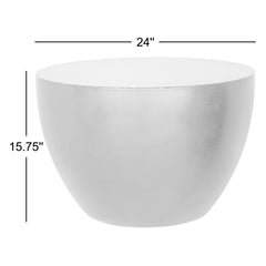 End Table, Round Concrete Drum Base in Terracotta
