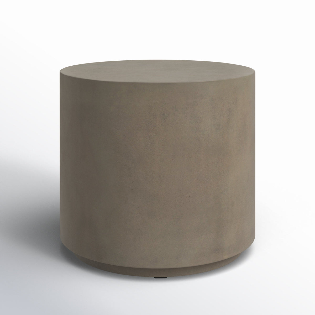 End Table, Round Gray Concrete with Drum Base