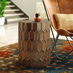End Table, Round Iron and Copper with Antique Copper Finish
