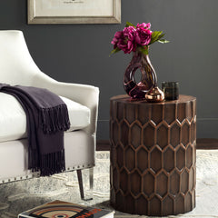 End Table, Round Iron and Copper with Antique Copper Finish