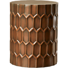 End Table, Round Iron and Copper with Antique Copper Finish