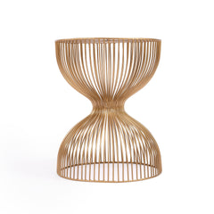 End Table, Round Iron Pedestal, Gold Finish