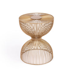 End Table, Round Iron Pedestal, Gold Finish