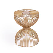 End Table, Round Iron Pedestal, Gold Finish