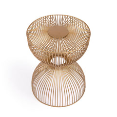 End Table, Round Iron Pedestal, Gold Finish