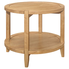 End Table, Round, Maple Finish Rubberwood