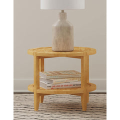 End Table, Round, Maple Finish Rubberwood