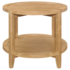 End Table, Round, Maple Finish Rubberwood