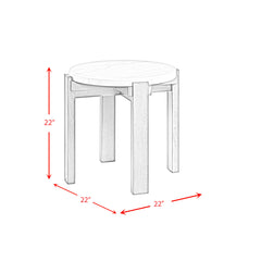 End Table, Round Marble Top, Gray Wood Base