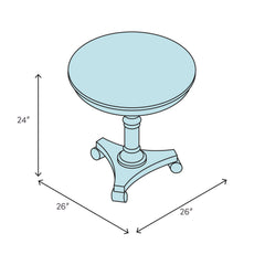 End Table, Round Oak Veneer Top with White Pedestal Base