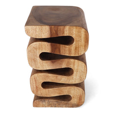 End Table, Round Solid Acacia Wood in Natural