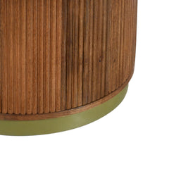End Table, Round Solid Mango Wood with Storage