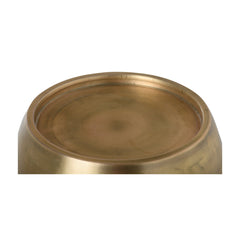 End Table, Round Steel Drum Base, Antique Brass, 22 in H