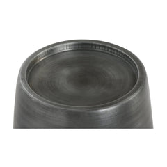 End Table, Round Steel with Gray Tray Top and Drum Base