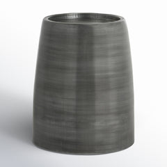 End Table, Round Steel with Gray Tray Top and Drum Base