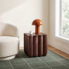 End Table, Solid Acacia Wood, Brown, 18 Inch