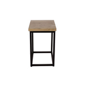 End Table, Solid Acacia Wood Top, Black Iron Frame