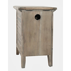 End Table, Solid Acacia Wood with Drawer in Gray Wash