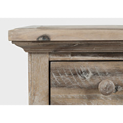 End Table, Solid Acacia Wood with Drawer in Gray Wash