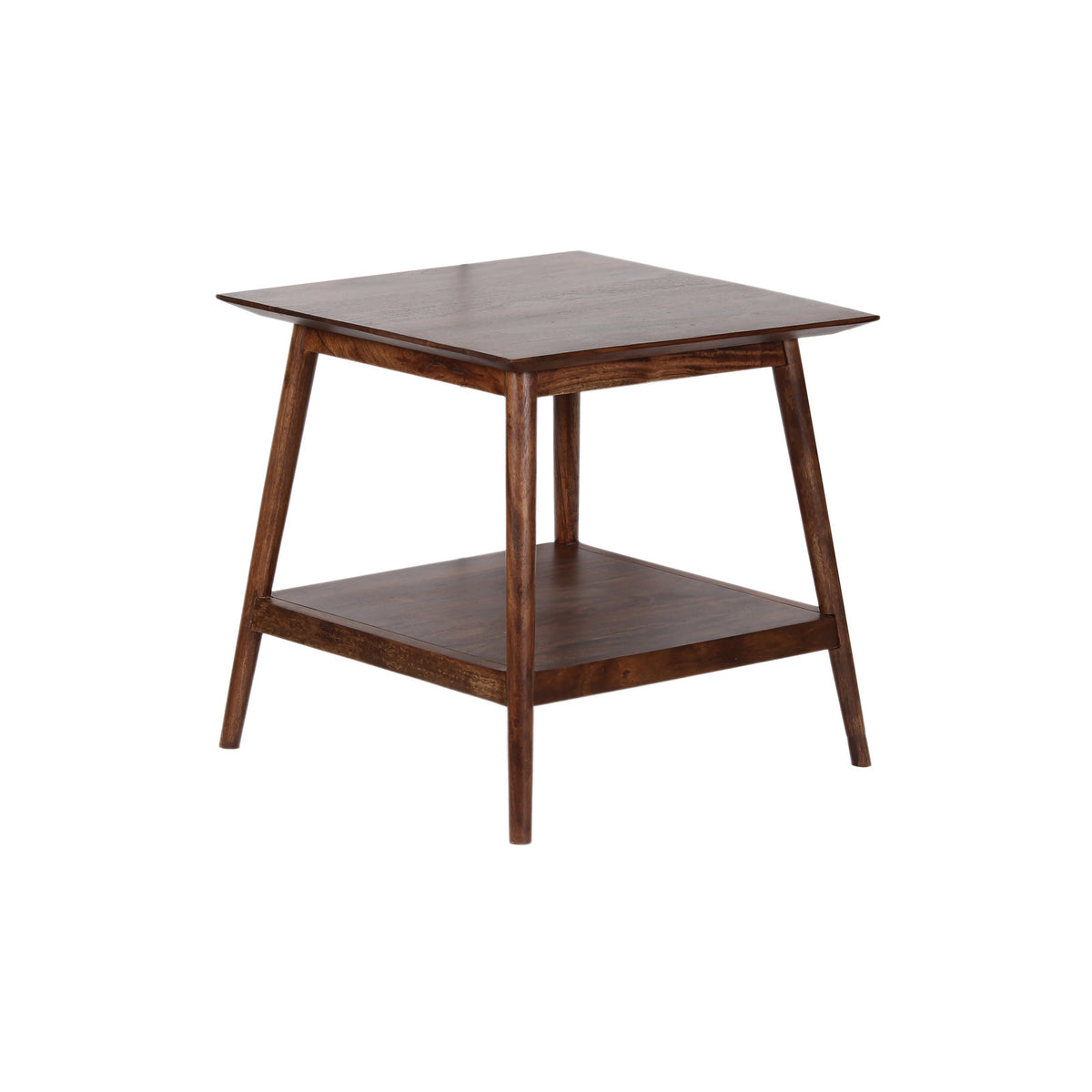 End Table, Solid Acacia Wood with Flared Legs in Walnut