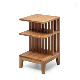 End Table, Solid American White Oak, 2 Shelves, Brown