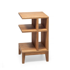 End Table, Solid American White Oak, 2 Shelves, Brown