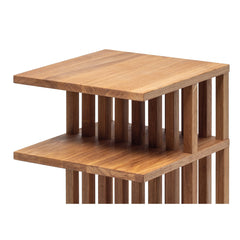 End Table, Solid American White Oak, 2 Shelves, Brown