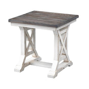 End Table, Solid and Manufactured Wood, Cream Trestle Base