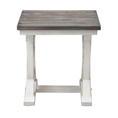 End Table, Solid and Manufactured Wood, Cream Trestle Base