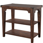 End Table, Solid and Manufactured Wood, Dark Brown with Metal Corners