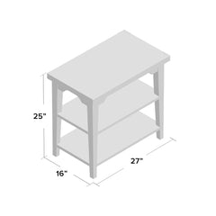 End Table, Solid and Manufactured Wood, Dark Brown with Metal Corners