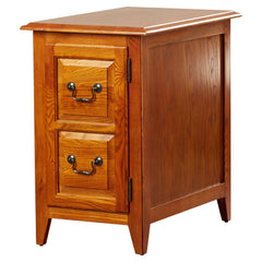 End Table, Solid Ash Wood with Adjustable Shelf in Medium Oak