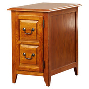 End Table, Solid Ash Wood with Adjustable Shelf in Medium Oak