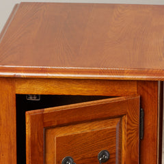 End Table, Solid Ash Wood with Adjustable Shelf in Medium Oak