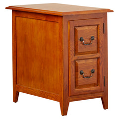 End Table, Solid Ash Wood with Adjustable Shelf in Medium Oak
