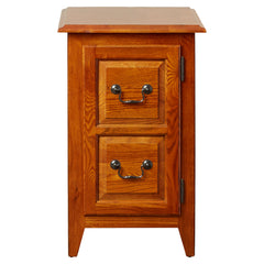 End Table, Solid Ash Wood with Adjustable Shelf in Medium Oak