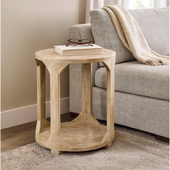 End Table, Solid Mango Wood with Natural Wood Finish