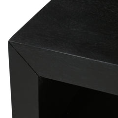 End Table, Solid Mango Wood with Storage Shelf in Black