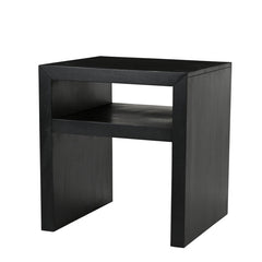 End Table, Solid Mango Wood with Storage Shelf in Black